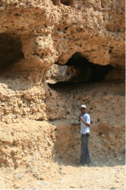 Alluvial fan conglomerates exposed on the walls of Sesriem Canyon, in Namibia.